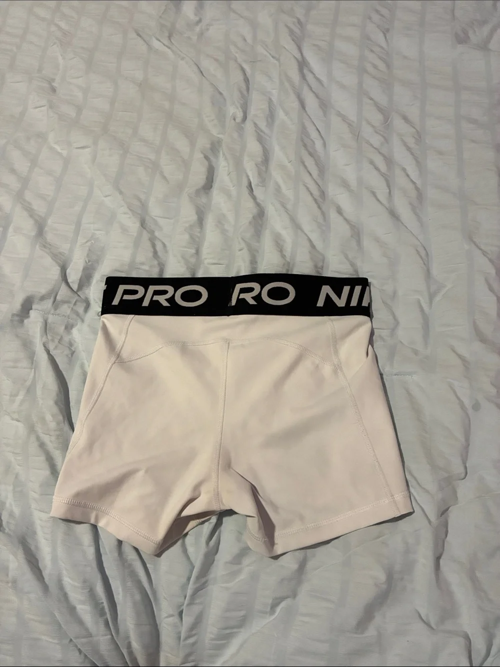 Nike White Performance Shorts with Black Branded Waistband